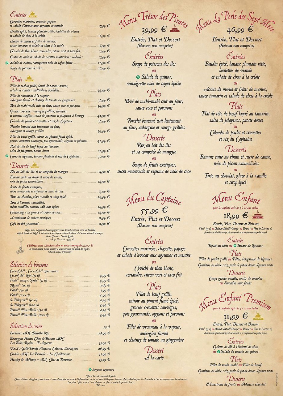 menu captain jack's